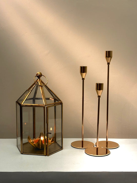 Brushed Gold Taper Candle holder