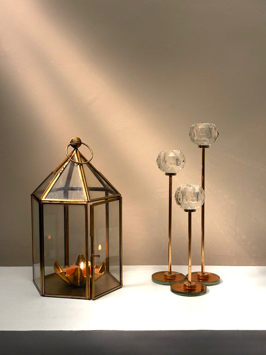 Crystal-Topped Taper Candle Holders