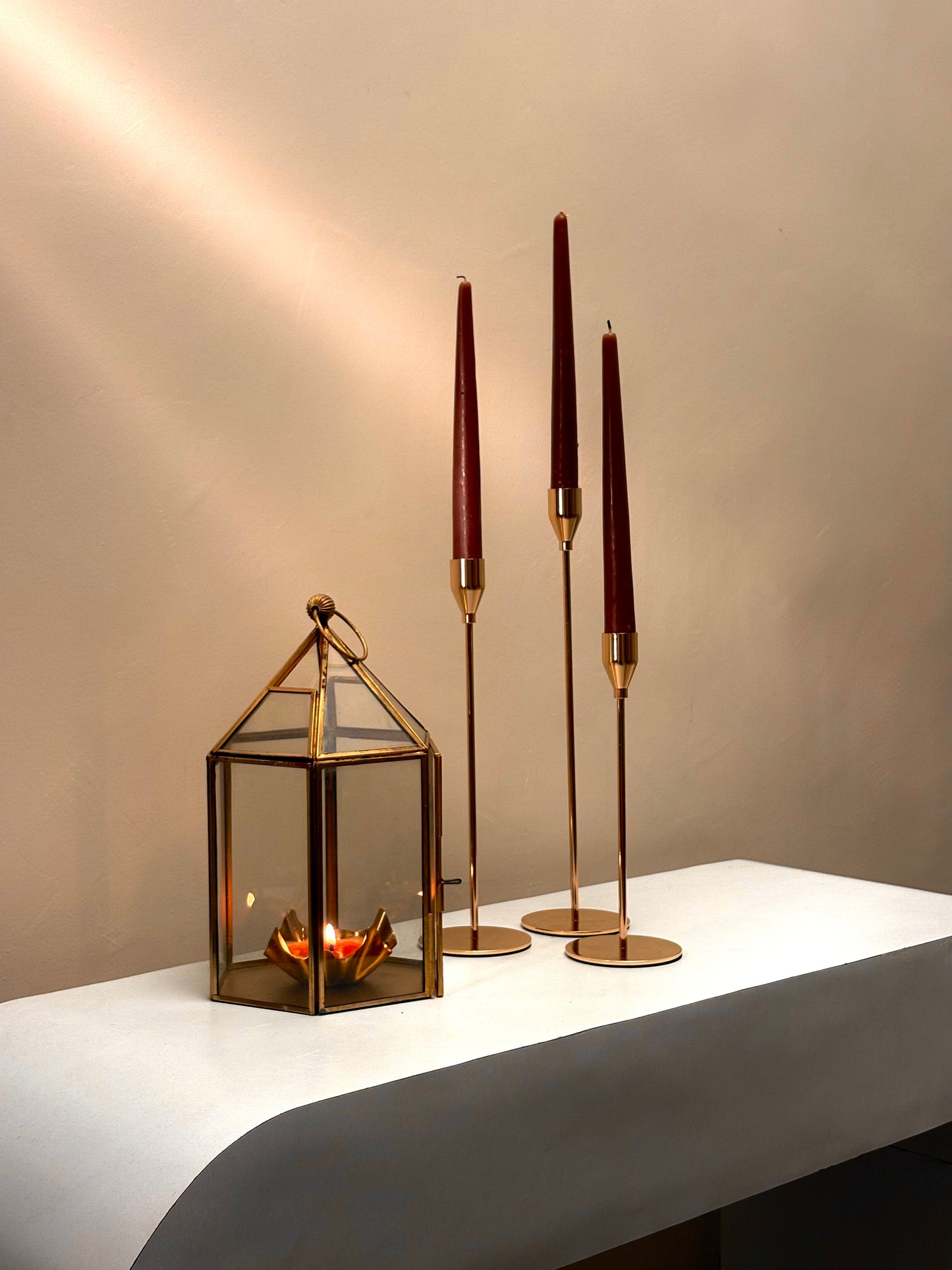 Brushed Gold Taper Candle holder