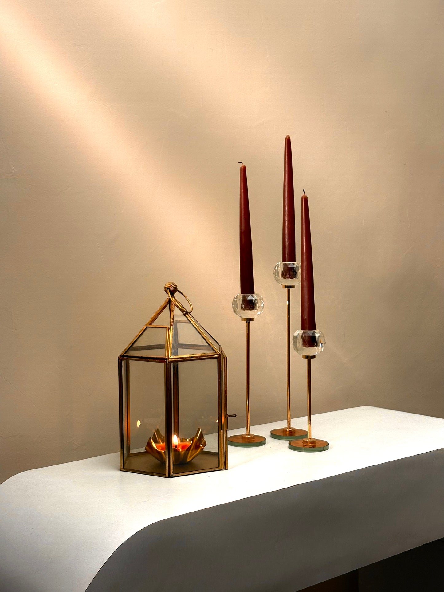 Crystal-Topped Taper Candle Holders